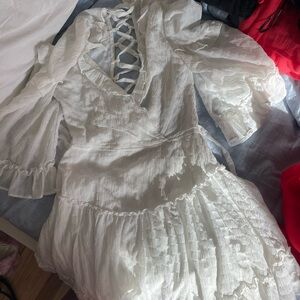 Lace-Up Dress with Ruffled Sleeves